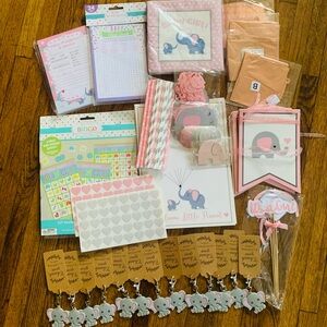 Elephant Themed "It’s A Girl" Baby Shower Party Supplies Set